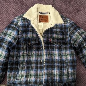 NWT Levis Fleece Sherpa lined Trucker Jacket Men's XS Women's Medium